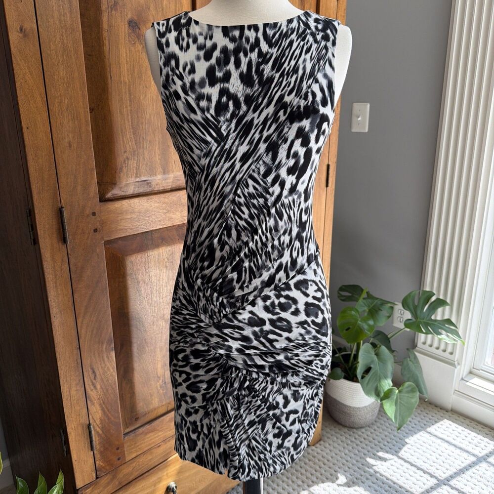 Vintage Y2K Cache Bodycon Animal Print Dress With Cutout Back Size Medium